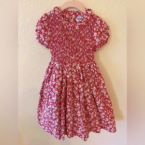Luli & Me holiday smocked dress - hand embroidered with floral pattern. Size 4.